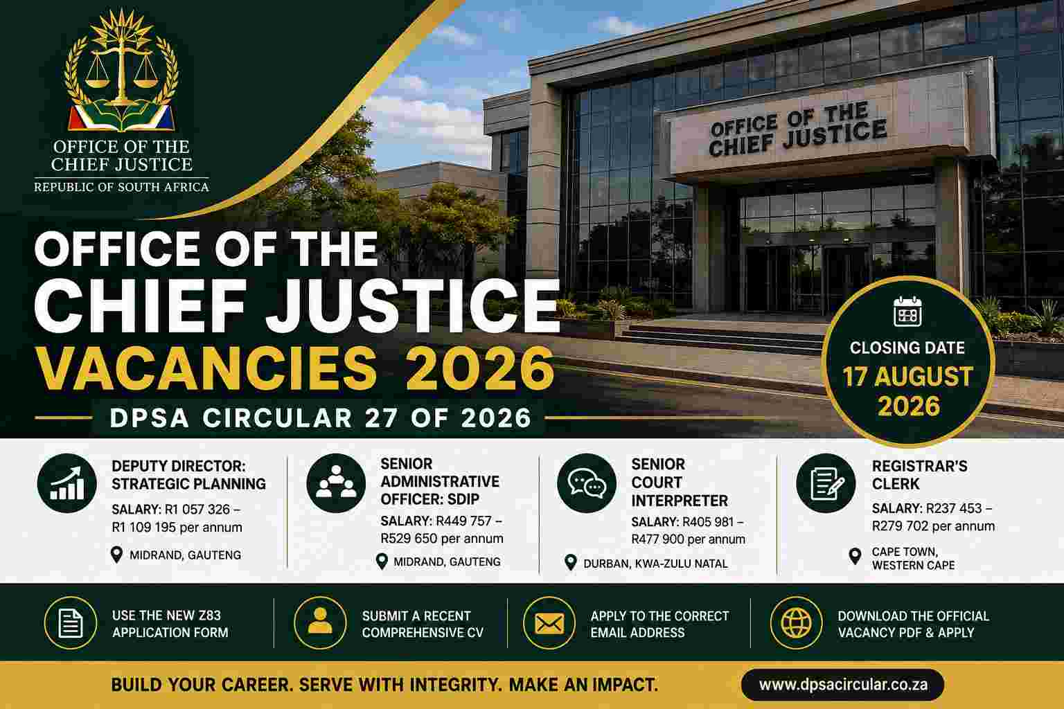 Office of the Chief Justice Vacancies 2026 | Download PDF (DPSA Circular 27)