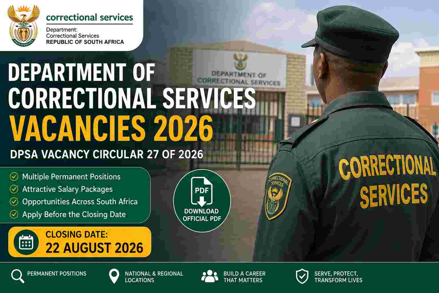 Department of Correctional Services Vacancies 2026 | DPSA Circular 27 PDF Download