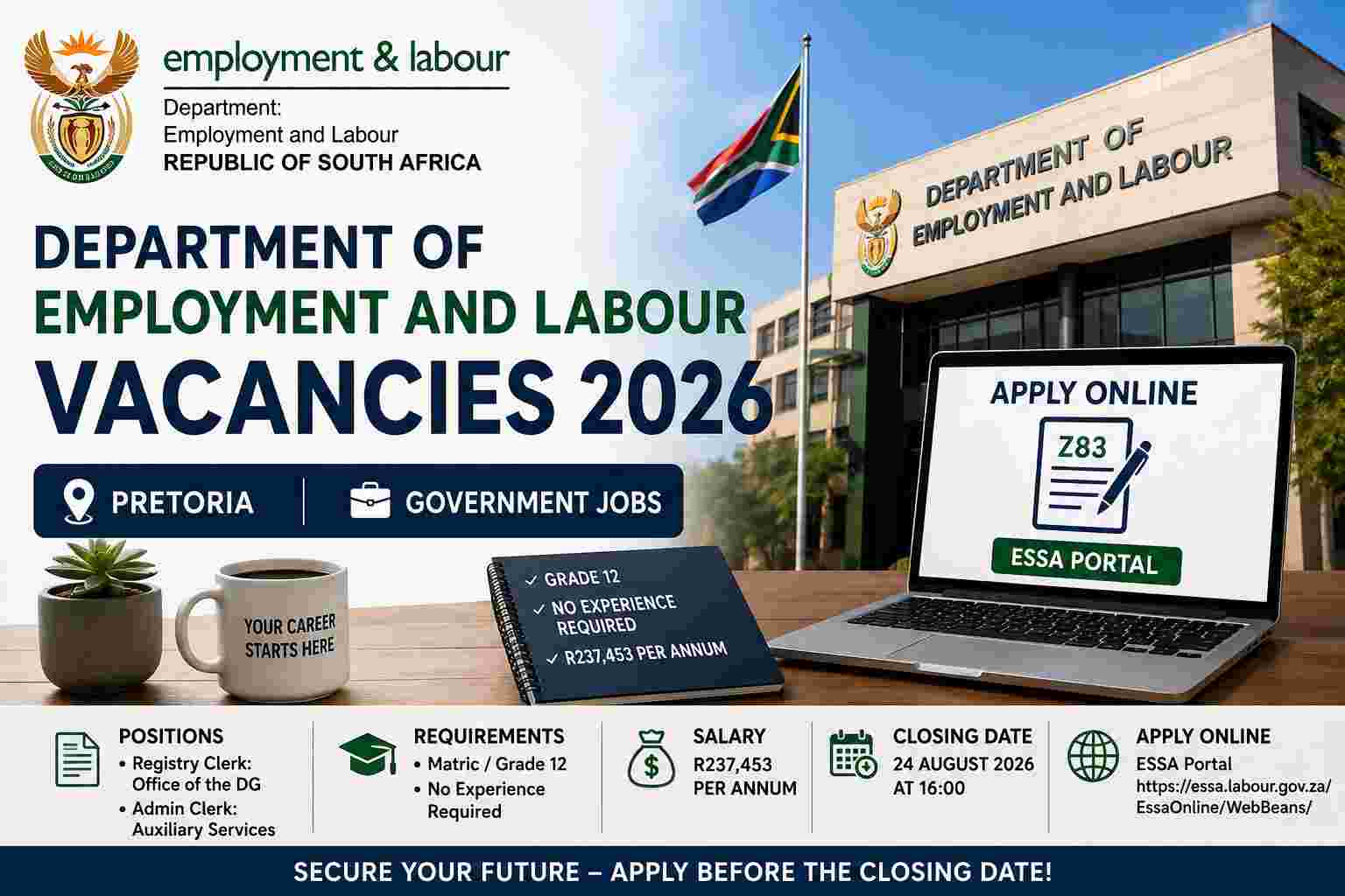 Department of Employment and Labour Vacancies 2026 entry level clerk jobs announcement