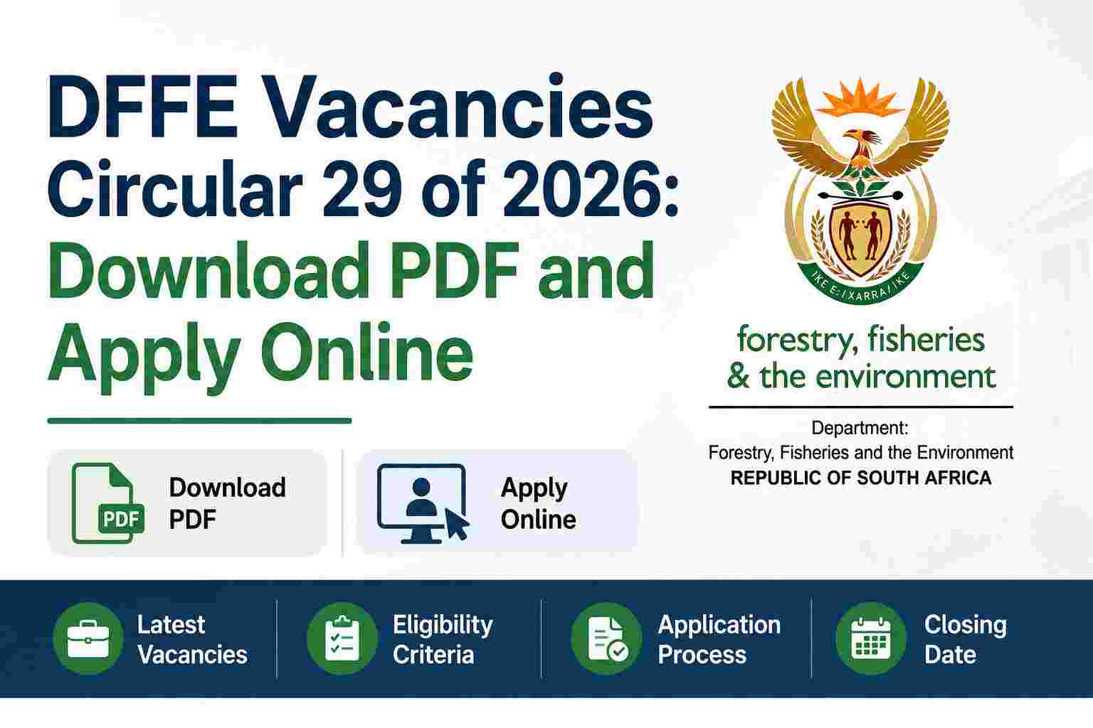 Official Department of Forestry, Fisheries and the Environment Vacancies Circular 29 of 2026 PDF document preview.