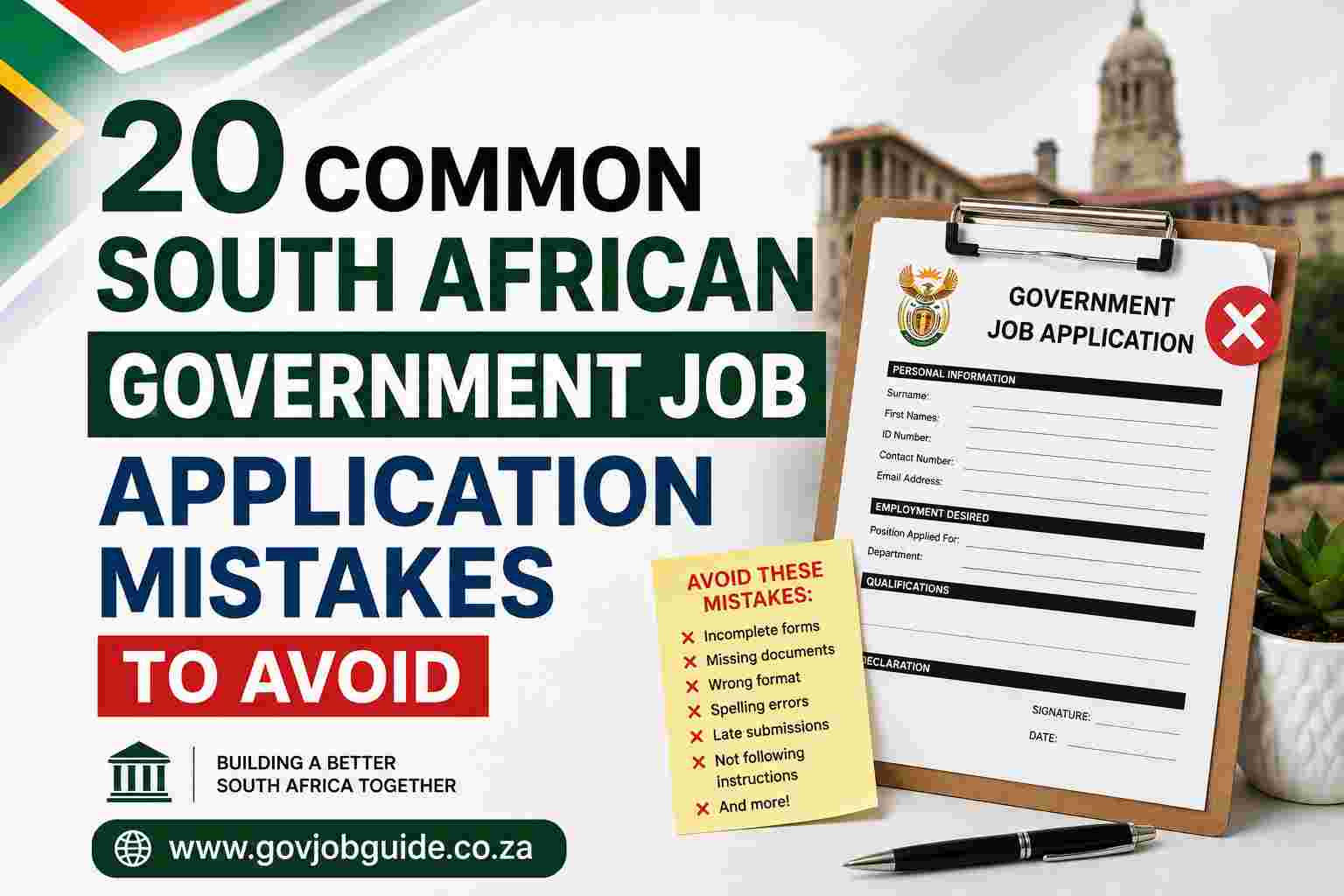 A South African job seeker carefully filling out a Z83 government application form next to a laptop.
