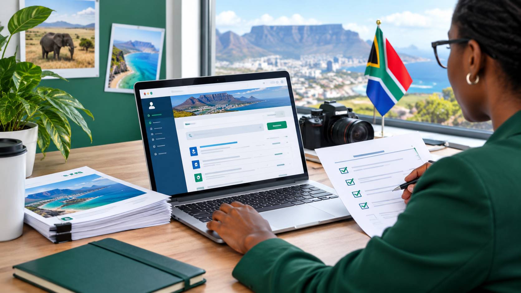 A split-screen view showing the official Department of Tourism Circular 33 advertisement PDF alongside a structured CV alignment checklist.