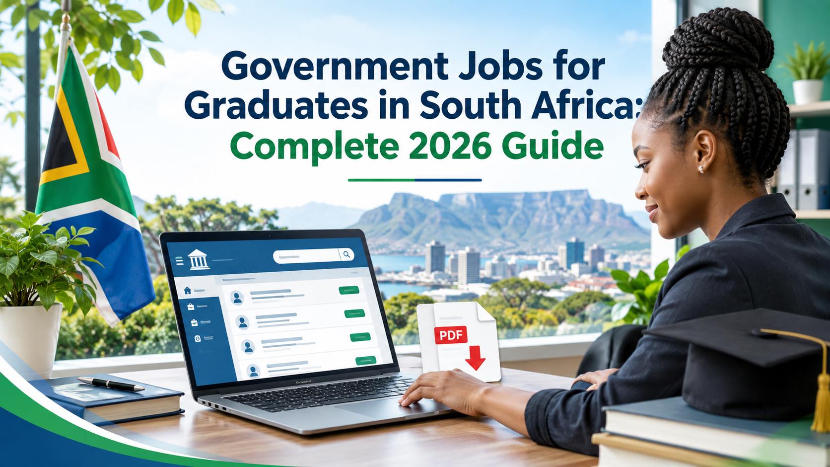 A young South African graduate confidently preparing a Z83 application form for a government job.