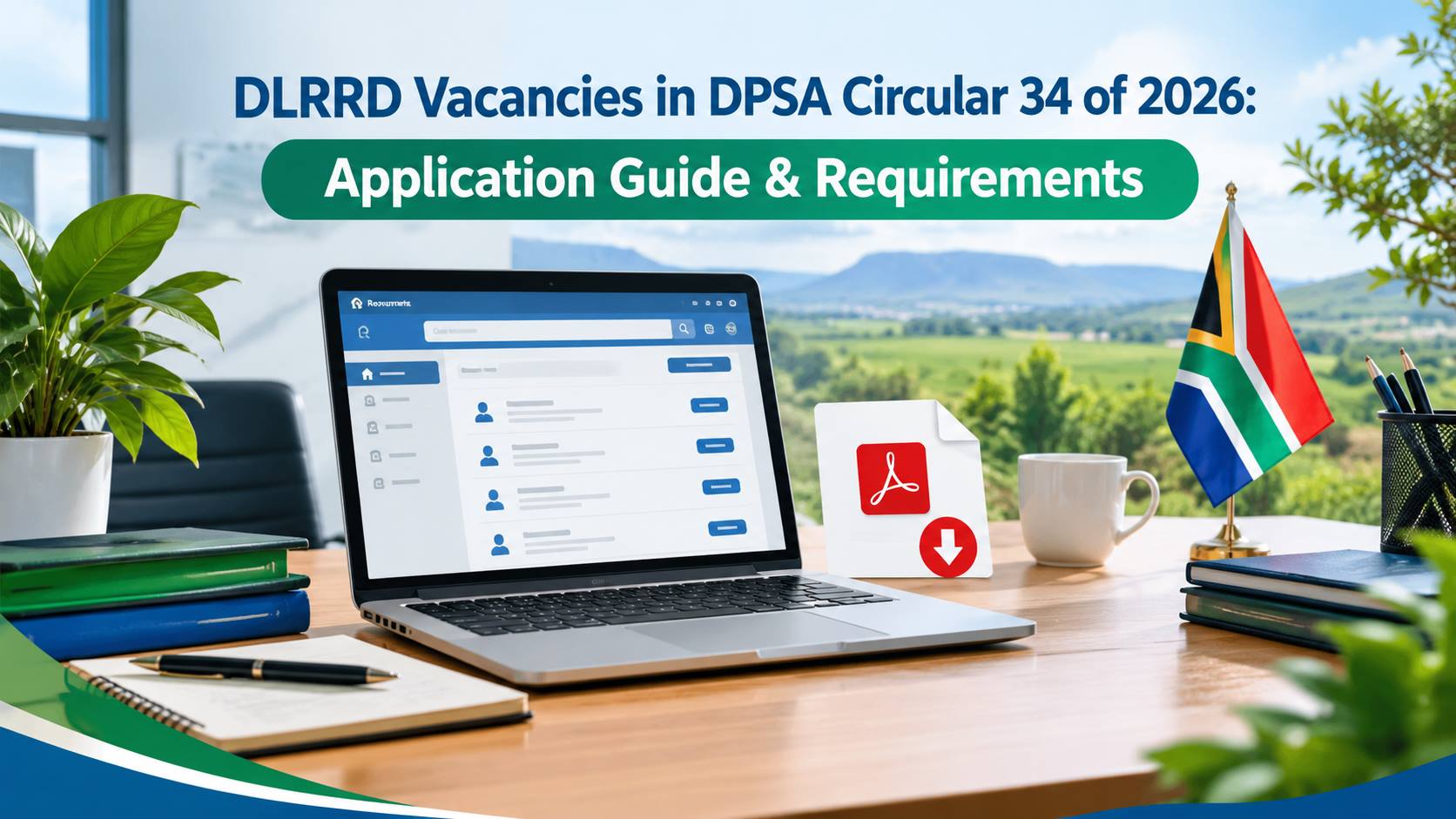 Official Department of Land Reform and Rural Development vacancy advertisement document for DPSA Circular 34 of 2026 showing job openings.